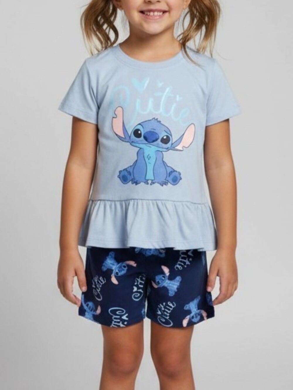 Disney Light Blue & Navy Stitch Ruffle Hem Set